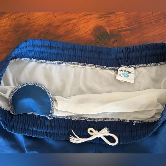 VINTAGE Brentwood Navy swim trunks- used in great shape